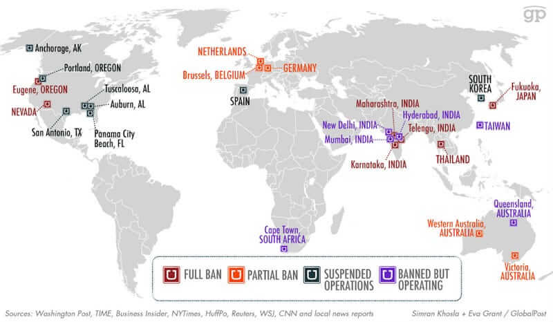 uber ban map