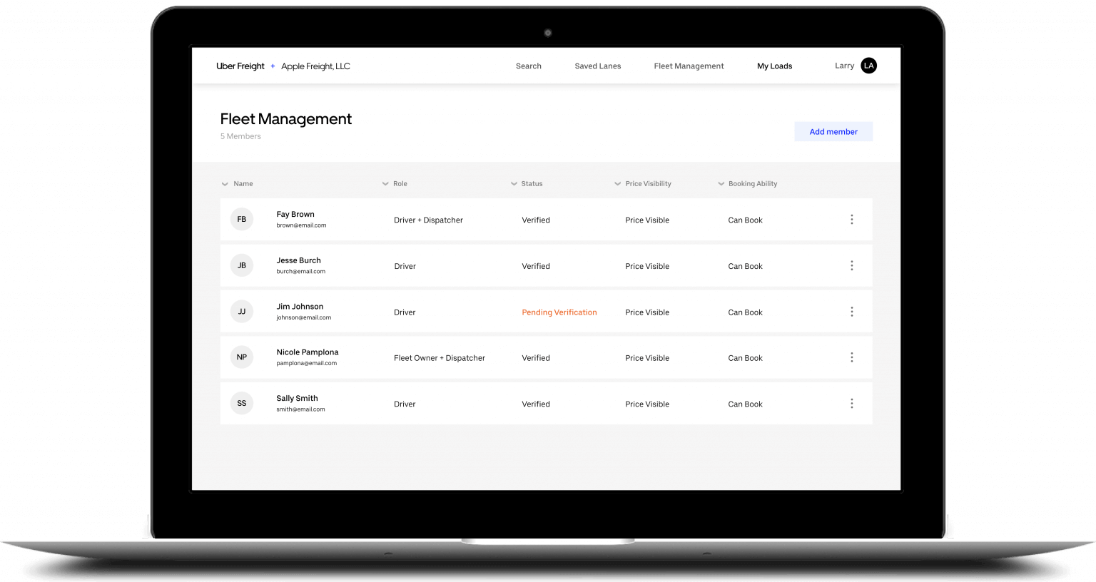 uber freight admin panel